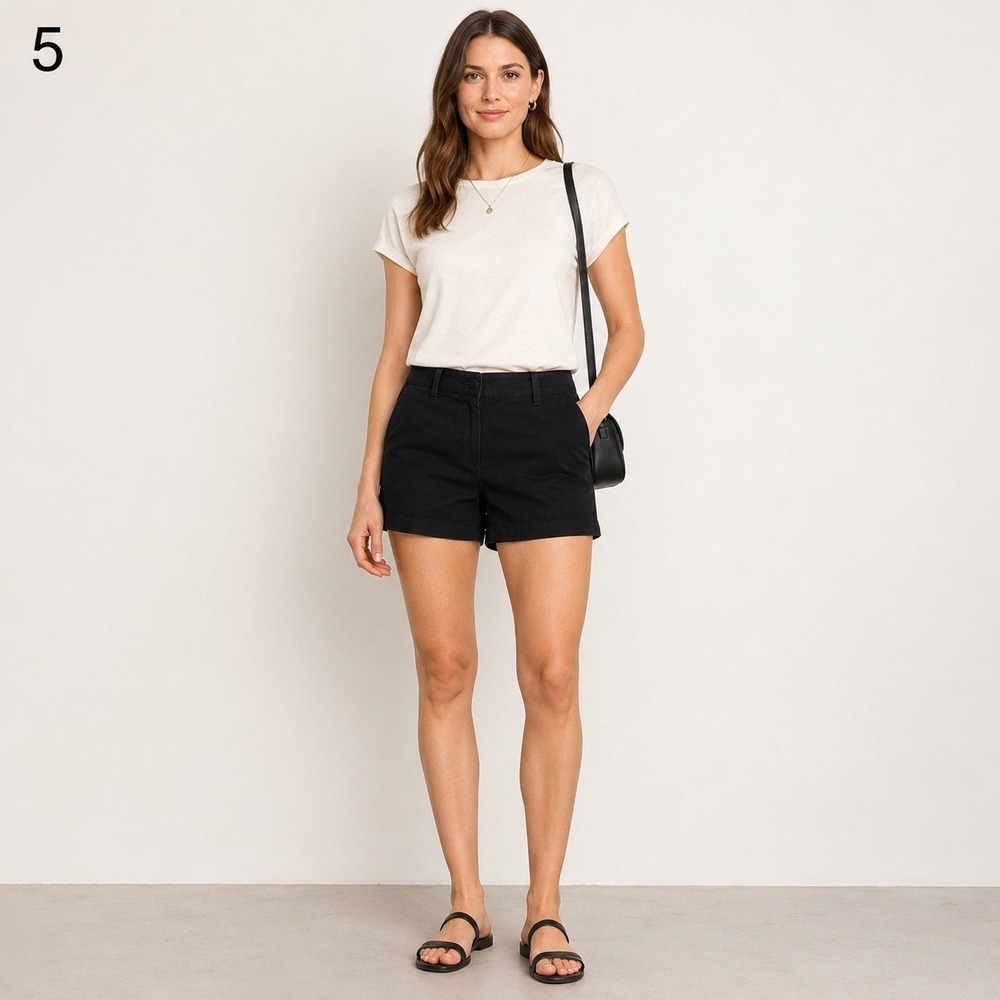 Ann Taylor Signature Khaki Shorts Womens 4 Black Cotton 4" Inseam Pockets